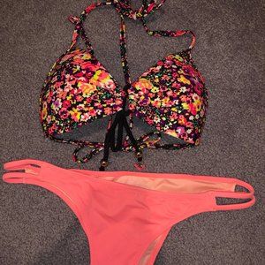 Floral Neon Pink Bikini